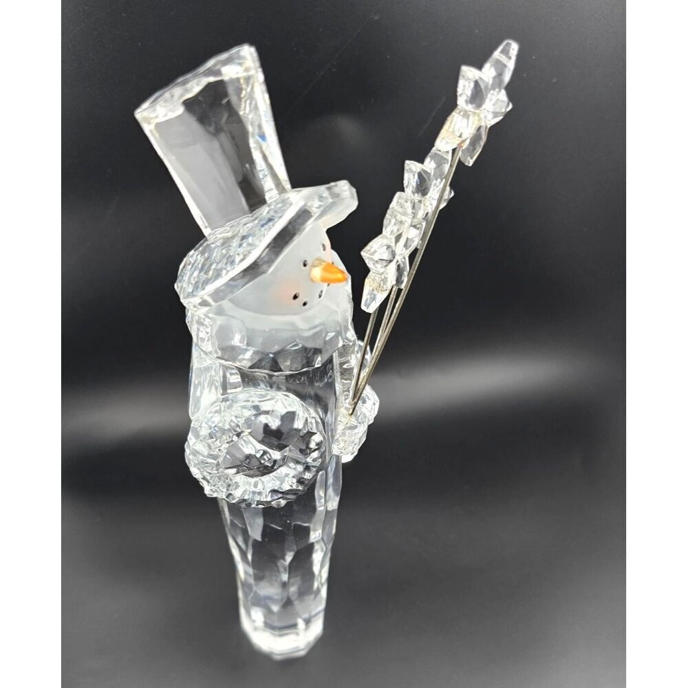 7" Crystal Snowman Figurine With Star Wand, Top Hat and Carrot Nose - Picture 8 of 9